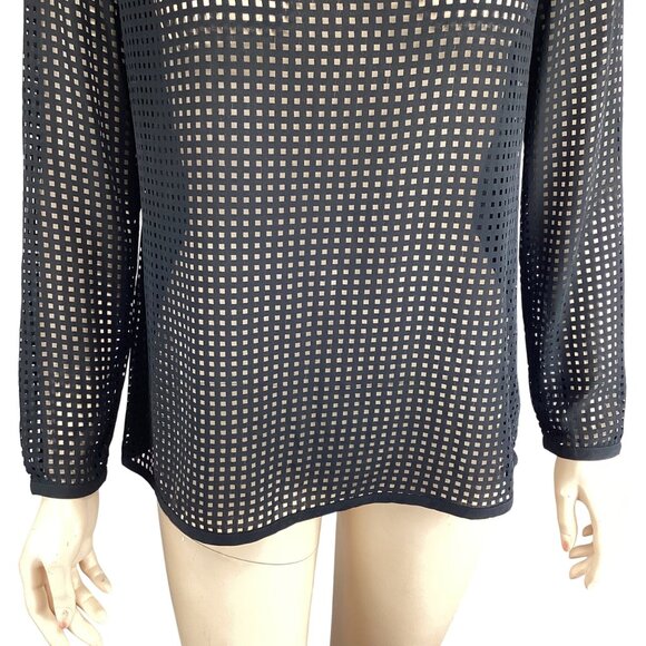 Banana Republic Womens Top Size XS Xsmall Black Sheer Mesh Long Sleeve‎ - Picture 5 of 7